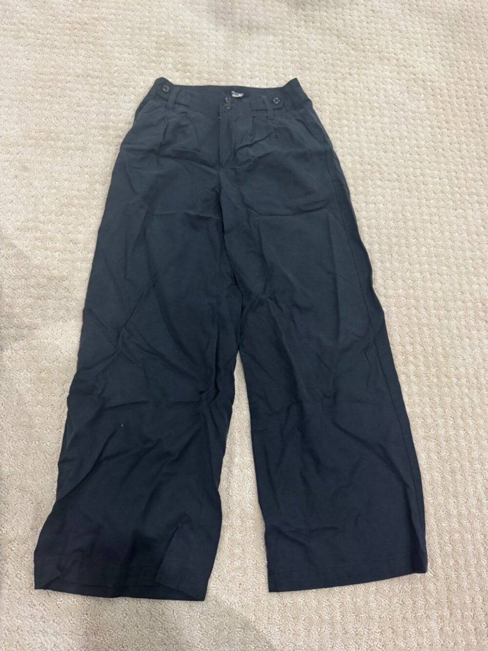 Madewell Black Wide-Leg Button-Fly Pants 00P